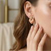 Golden Blush Heart Drop Earrings (Anti-Tarnish)