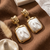 Golden Pearl Frame Drop Earrings (Anti-Tarnish)