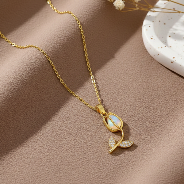 Opal Bloom Pendant Necklace (Anti Tarnish)