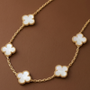Ivory Clover Charm Necklace (Anti-Tarnish)