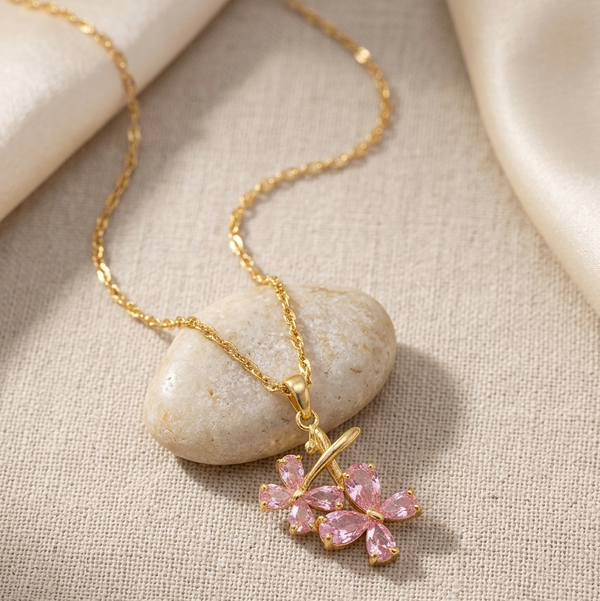 Blush Blossom Spark Pendant Necklace (Anti-Tarnish)