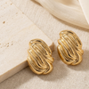 Gold Sculpted Wave Stud Earrings (Anti-Tarnish)