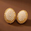Pearl Oval Stud Earrings (Anti Tarnish)