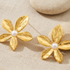 Golden Bloom Pearl Stud Earrings (Anti-Tarnish)