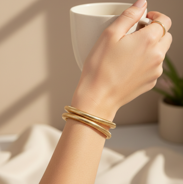 Twisted Gold Stack (Anti Tarnish)