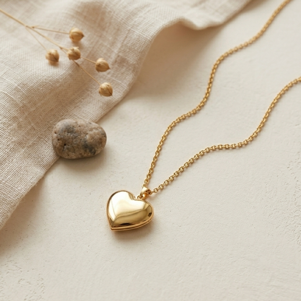 Golden Heart Whisper Pendant (Anti-Tarnish)
