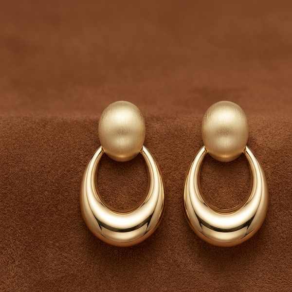 Gold Double Loop Statement Earrings (Anti-Tarnish)