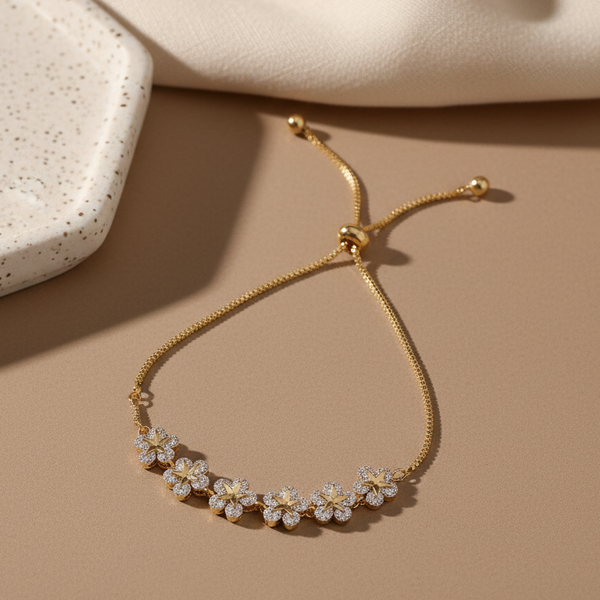 Daisy Crystal Adjustable Bracelet (Anti Tarnish)