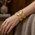 Golden Leaf Texture Cuff Bracelet (Anti Tarnish)