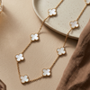 Ivory Clover Charm Necklace (Anti-Tarnish)