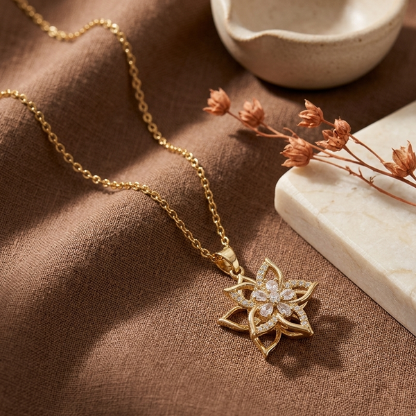 Golden Blossom Radiance Pendant (Anti-Tarnish)