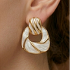 Golden Pearl Wave Statement Earrings (Anti-Tarnish)