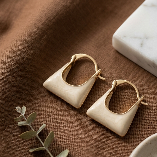 Ivory Sculpt Hoop Earrings