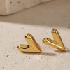 Golden Heart Statement Stud Earrings (Anti Tarnish)