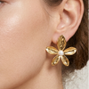 Golden Bloom Pearl Stud Earrings (Anti-Tarnish)
