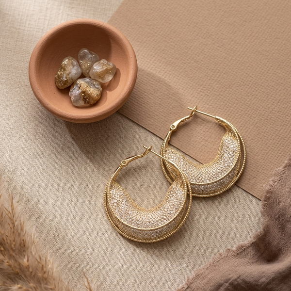 Gold Pearl Layered Hoop Earrings (Anti-Tarnish)