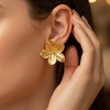 Golden Petal Bloom Statement Earring (Anti Tarnish)