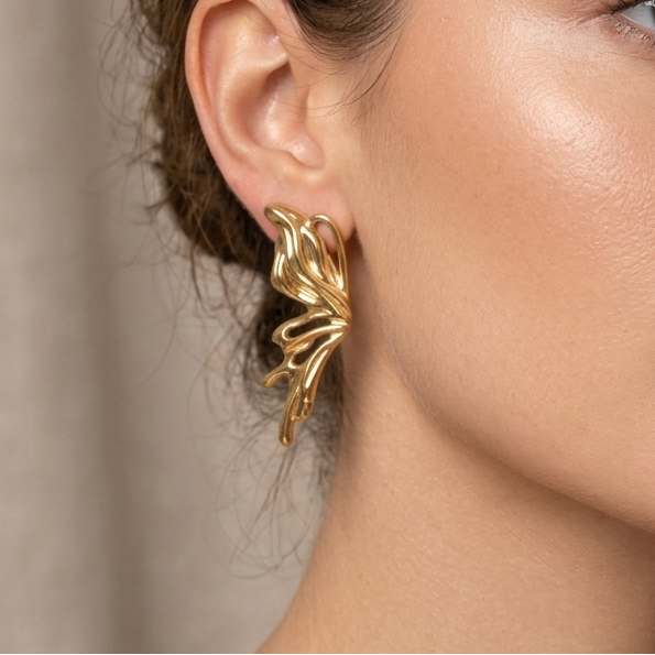 Golden Whisper Wings Earrings (Anti-Tarnish)