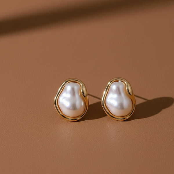 Ivory Pearl Wave Studs