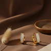 Ivory Inlay Gold Hoop Earrings (Anti Tarnish)