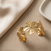 Golden Blossom Cuff Bracelet (Anti-Tarnish)