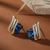 Sapphire Wave Crystal Earrings