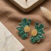 Emerald Bloom Statement Stud Earrings (Anti-Tarnish)
