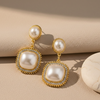 Royal Pearl Halo Drop Earrings (Anti Tarnish)