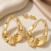 Golden Sculpt Drop Earrings (Anti-Tarnish)