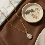 Royal Teardrop Halo Pendant (Anti-Tarnish)