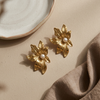 Golden Bloom Pearl Stud Earrings (Anti-Tarnish)