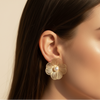 Golden Bloom Pearl Statement Earrings