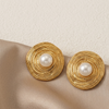 Pearl Orbit Textured Stud Earrings (Anti-Tarnish)