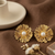 Gold Pearl Floral Stud Earrings (Anti-Tarnish)