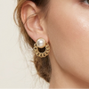 Pearl Halo Chain Stud Earrings (Anti-Tarnish)