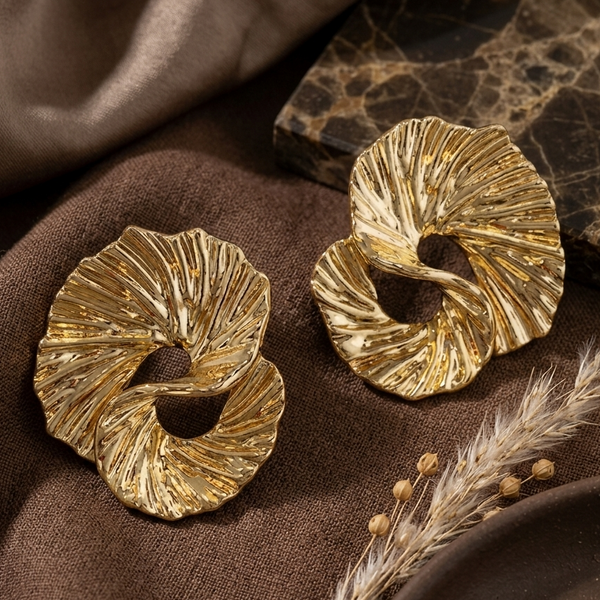 Aurelia Pleated Statement Studs (Anti-Tarnish)
