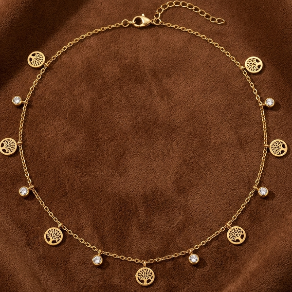 Golden Tree Charm Necklace (Anti-Tarnish)