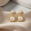 Royal Pearl Halo Drop Earrings (Anti Tarnish)