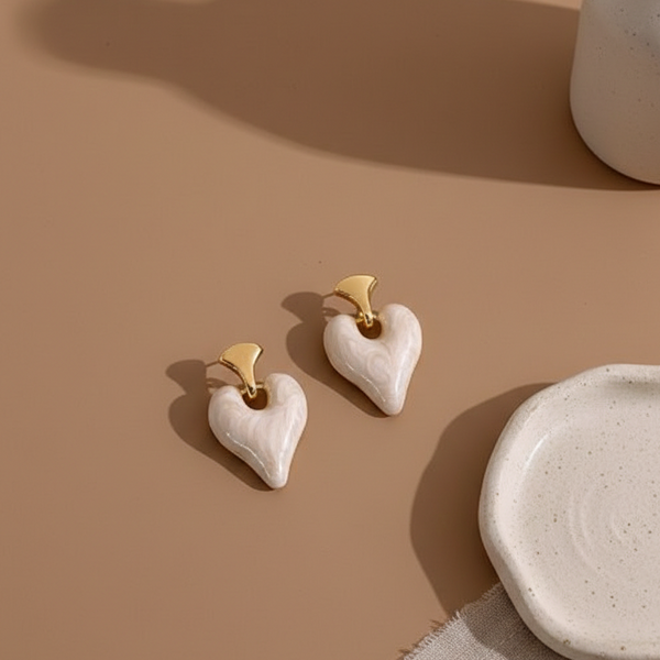 Marble Heart Drop Earrings