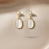 Moonstone Oval Drop Earrings
