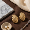 Gold Sculpted Wave Stud Earrings (Anti-Tarnish)