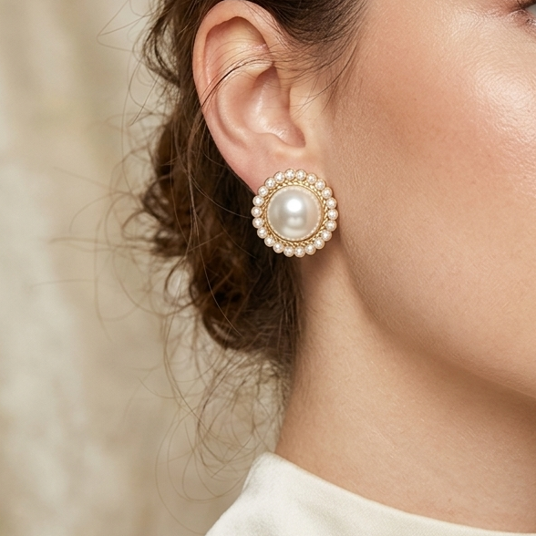 Gold Pearl Stud Earrings (Anti-Tarnish)