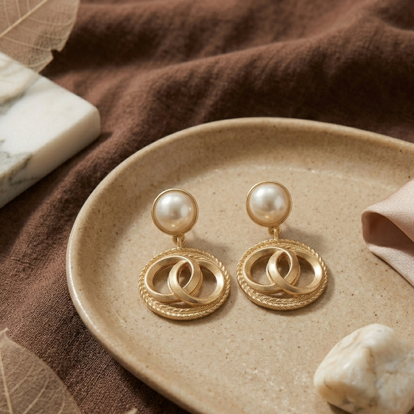 Ivory Knot Pearl Drop Earrings (Anti-Tarnish)