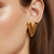 Golden Heart Statement Stud Earrings (Anti Tarnish)