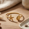 Gold Starfish Open Cuff Bracelet (Anti-Tarnish)
