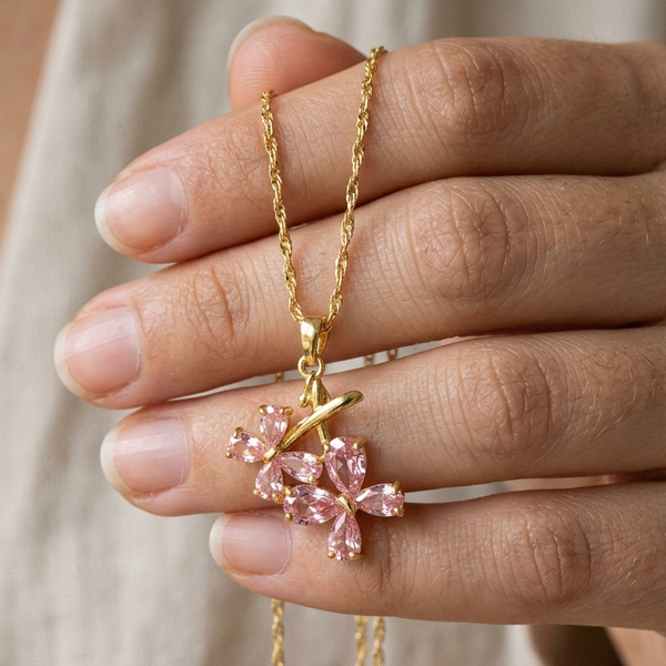 Blush Blossom Spark Pendant Necklace (Anti-Tarnish)