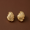 Gold Sculpted Wave Stud Earrings (Anti-Tarnish)