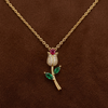 Crimson Rose Spark Pendant Necklace (Anti-Tarnish)