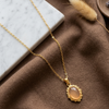 Amber Glow Oval Pendant Necklace (Anti-Tarnish)