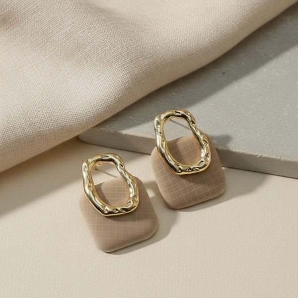 Elegant Grid Drop Earrings